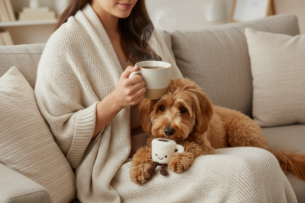 Jellycat Taza – Escena sofá